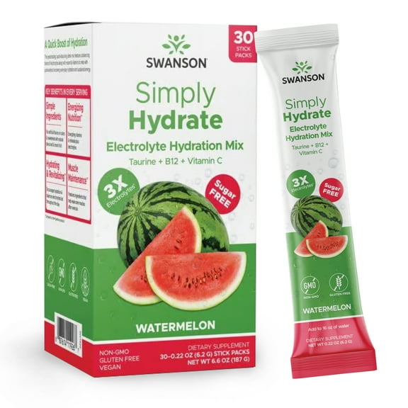 Swanson Simply Hydrate Electrolyte Hydration Mix - Watermelon 30 Pkts