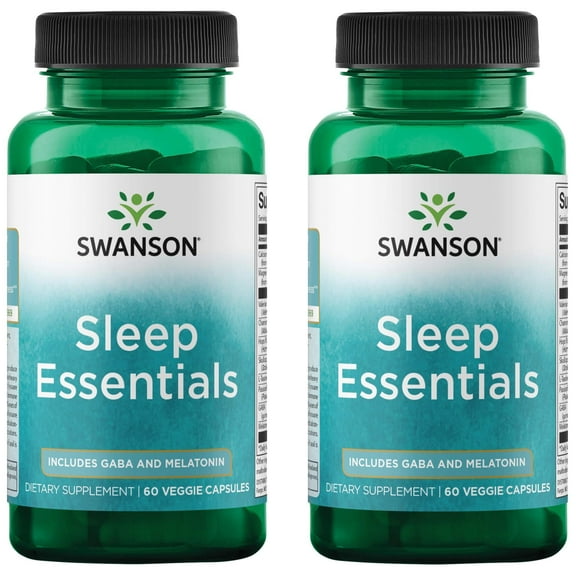 Swanson Sleep Essentials Includes GABA and Melatonin - 60 Veg Capsules (2 Pack)