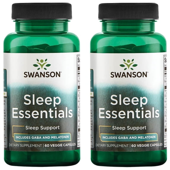 Swanson Sleep Essentials Includes Gaba and Melatonin 60 Vegan Caps 2 Pack