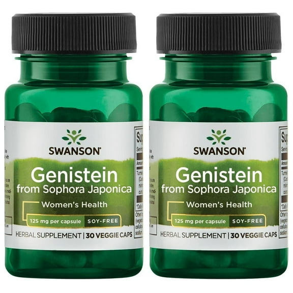 Swanson Genistein from Sophora Japonica - Soy Free 125 mg 30 Vegan Caps 2 Pack