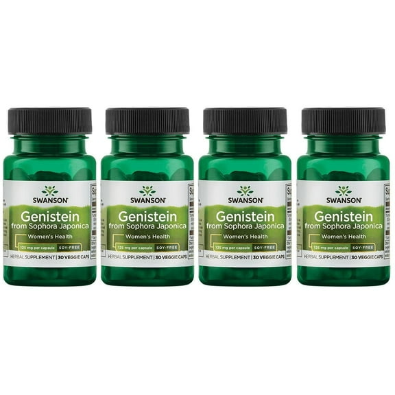 Swanson Genistein from Sophora Japonica - Soy Free 125 mg 60 Vegan Caps 4 Pack