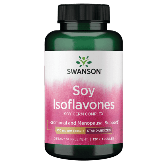 Swanson Soy Isoflavones - Natural Menopause Supplements for Women - Promotes Bone Health and Cardiovascular Maintece - Premium Source of Soy Nutrition - (120 Capsules, 750mg Each)