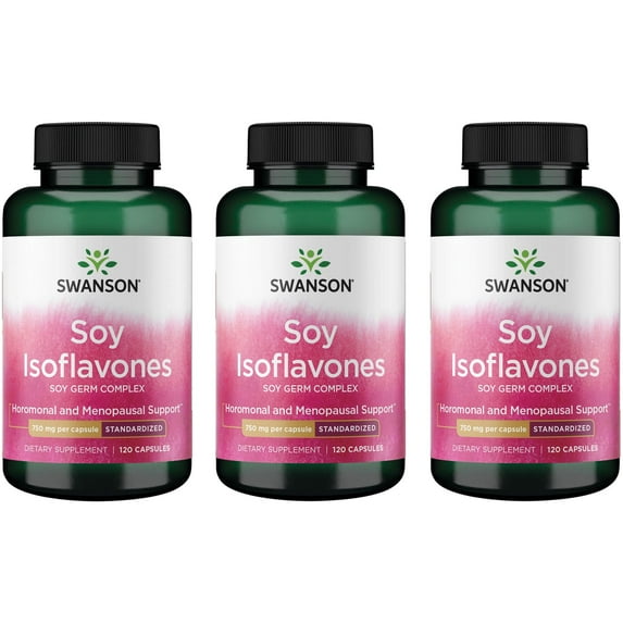 Swanson Soy Isoflavones - Standardized 750 mg 120 Caps 3 Pack