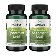 Swanson Spearmint Leaf Mentha Spicata-Full Spectrum Herbal Supplement Supporting Digestive Health & Mild Stomach Issues - 60 Capsules, 400mg Each 2 Pack
