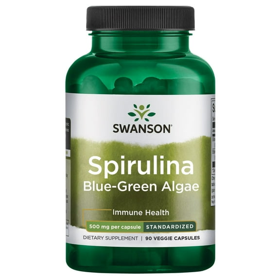 Swanson Std Spirulina Blue-Green Algae 10% Phycocyanin 500 mg 90 Veggie Capsules