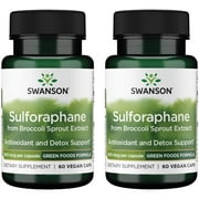 Swanson Sulforaphane - Broccoli Sprout Extract Supporting Cellular, GI Tract, and Liver Health - Natural Supplement Standardized to 0.4% Sulforaphane - 60 Veggie Capsules, 400mcg Each 2 Pack