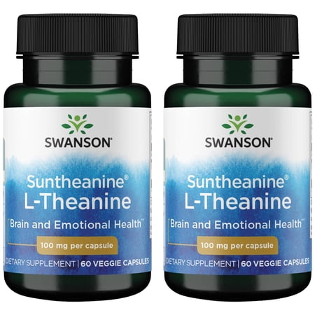 Swanson Suntheanine L-Theanine 100 mg 60 Veg Caps 2 Pack
