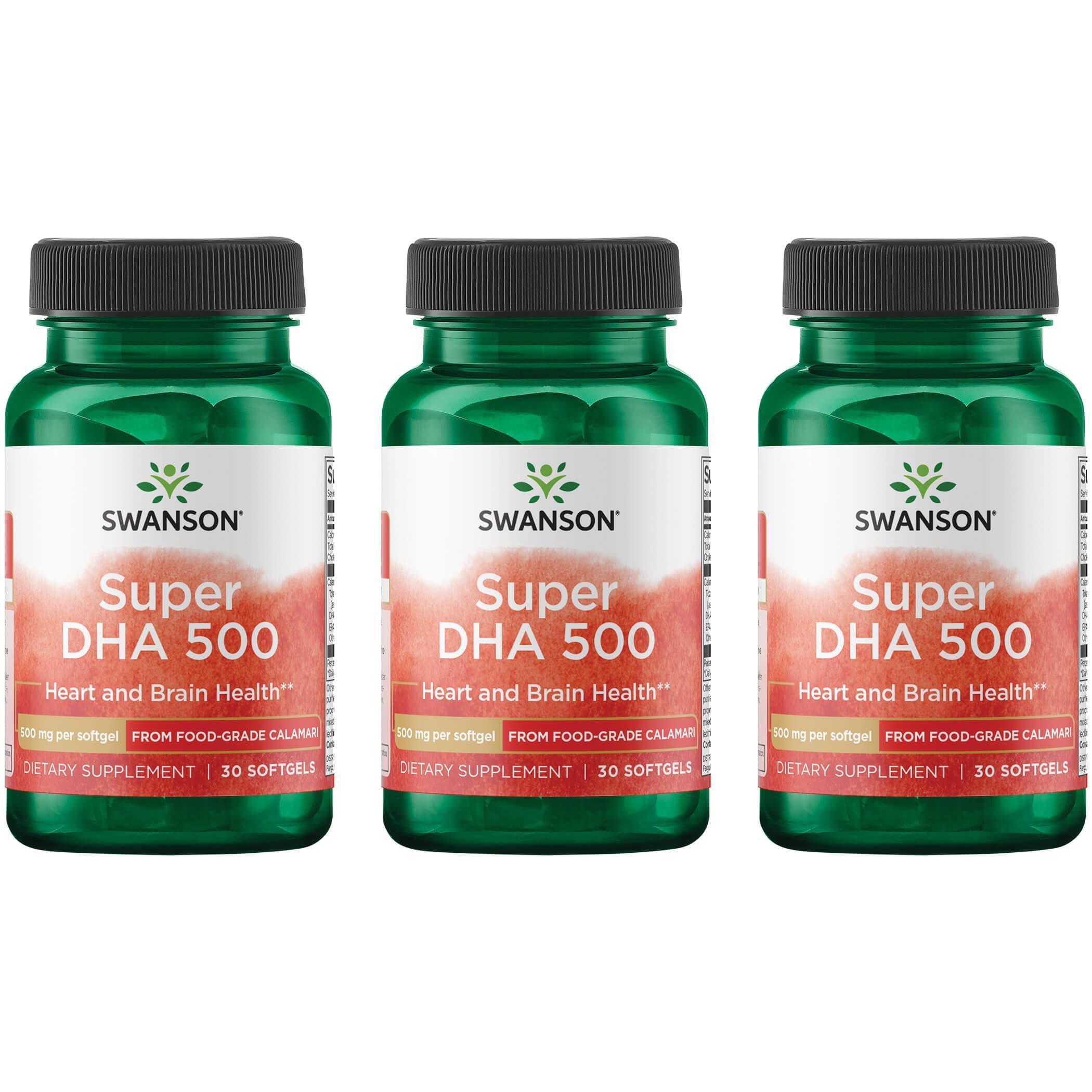 Swanson Super Dha 500 from Food-Grade Calamari 500 mg 30 Sgels 3 Pack ...