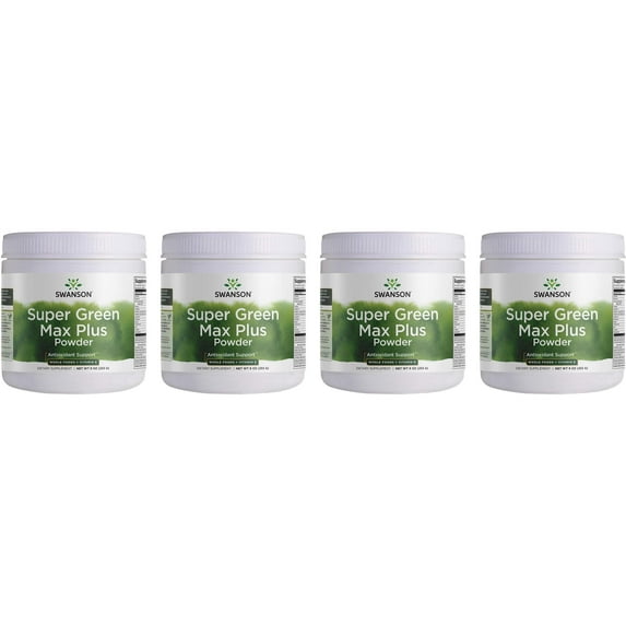 Swanson Super Green Max Plus Powder - Whole Foods + Vitamin E 9 oz Pwdr 4 Pack