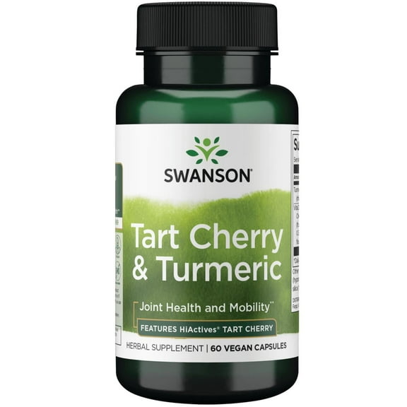 Swanson Tart Cherry and Turmeric - Features Hiactives Tart Cherry 60 Veggie Capsules