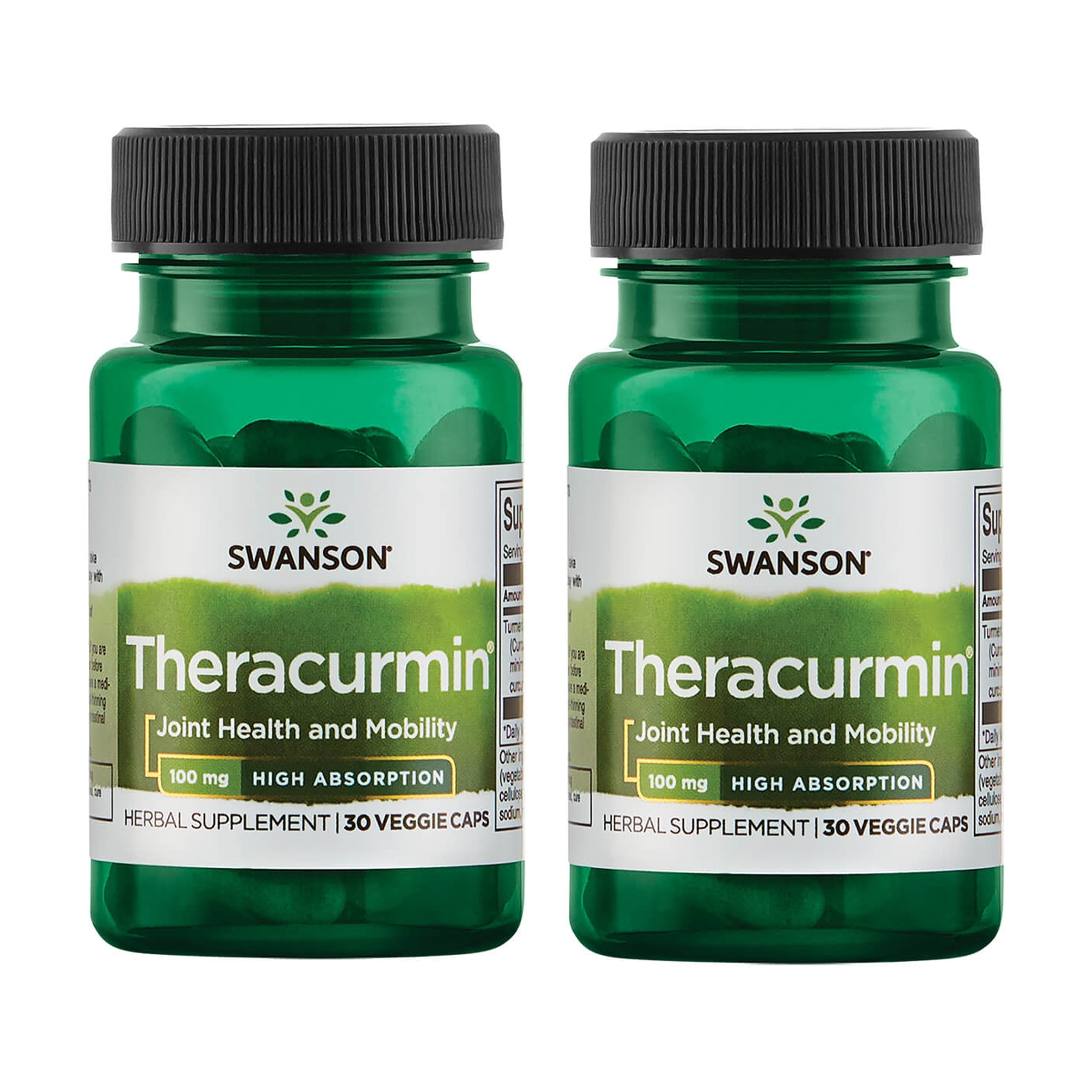 Swanson Theracurmin - Herbal Supplement Supporting Joint Health & Mobility - Formulated for High Absorption - (30 Capsules, 100mg Each) (2 Pack)