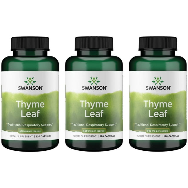Swanson Thyme Leaf 500 mg 120 Caps 3 Pack