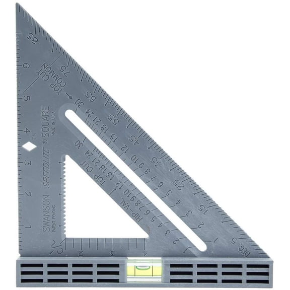 Swanson Tool Co 8" Gray Composite High Impact Polystyrene Speedlite Level Square with Built-In Open Block Vial, Model T0111