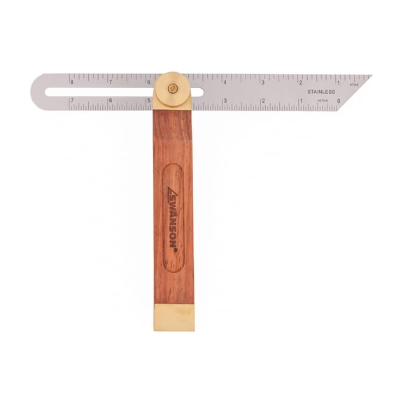 Swanson Tool Co 9" Stainless Steel Hardwood Handle T-Bevel Square, Model TS149