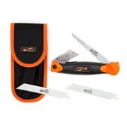 Swanson Tool Co Folding Steel Jab Saw/Utility Knife with Saw Blade and Steel Utility Blade includes 2 Replacement Blades and Soft Belt Pouch, Model SVK667