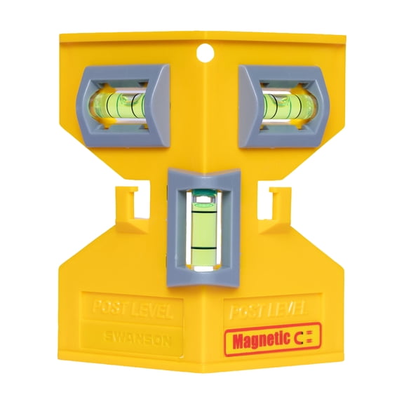 Swanson Tool Co. Magnetic Post Level with Elastic Band, Yellow Composite, Model PL001M
