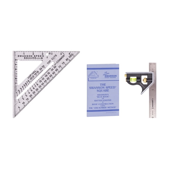 Swanson Tool S0101CB Speed Square with Blue Book and 6 inch Combination Square