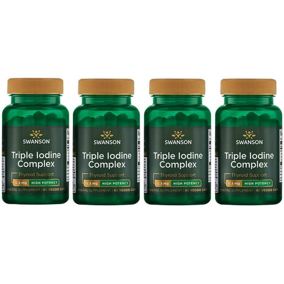 Swanson Triple Iodine Complex - High Potency 12.5 mg 60 Veg Caps 4 Pack
