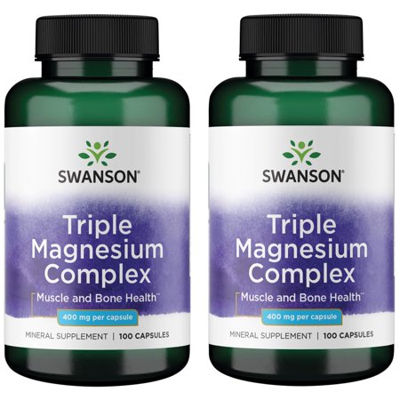 Swanson Triple Magnesium Complex 400 mg 100 Caps 2 Pack