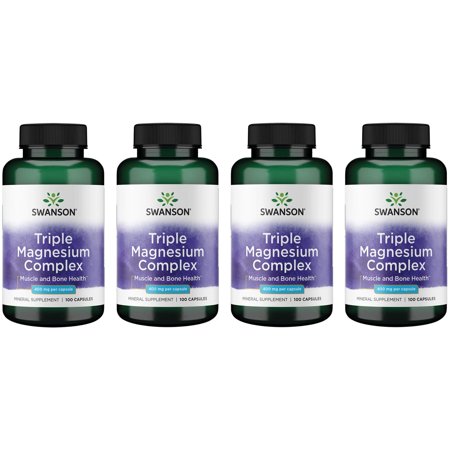 Swanson Triple Magnesium Complex 400 mg 100 Caps 4 Pack