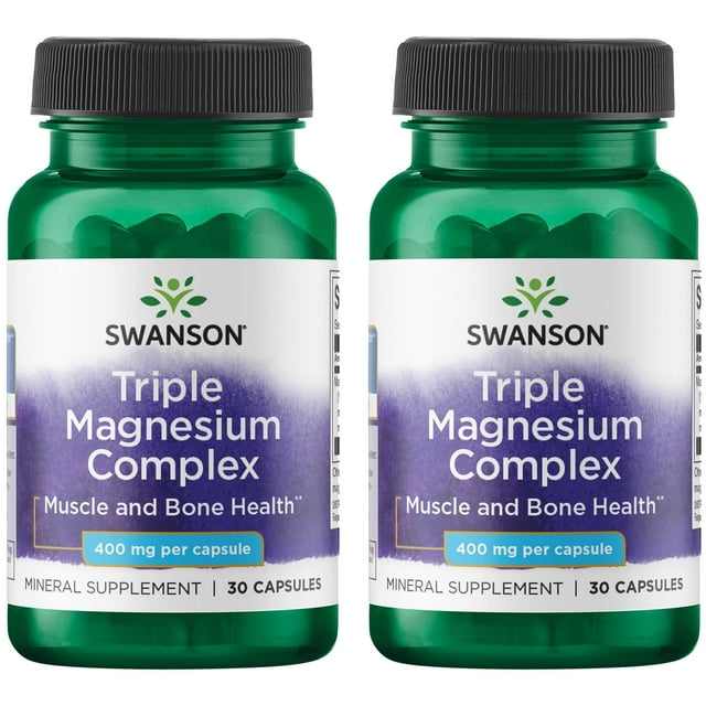 Swanson Triple Magnesium Complex 400 mg 30 Caps 2 Pack