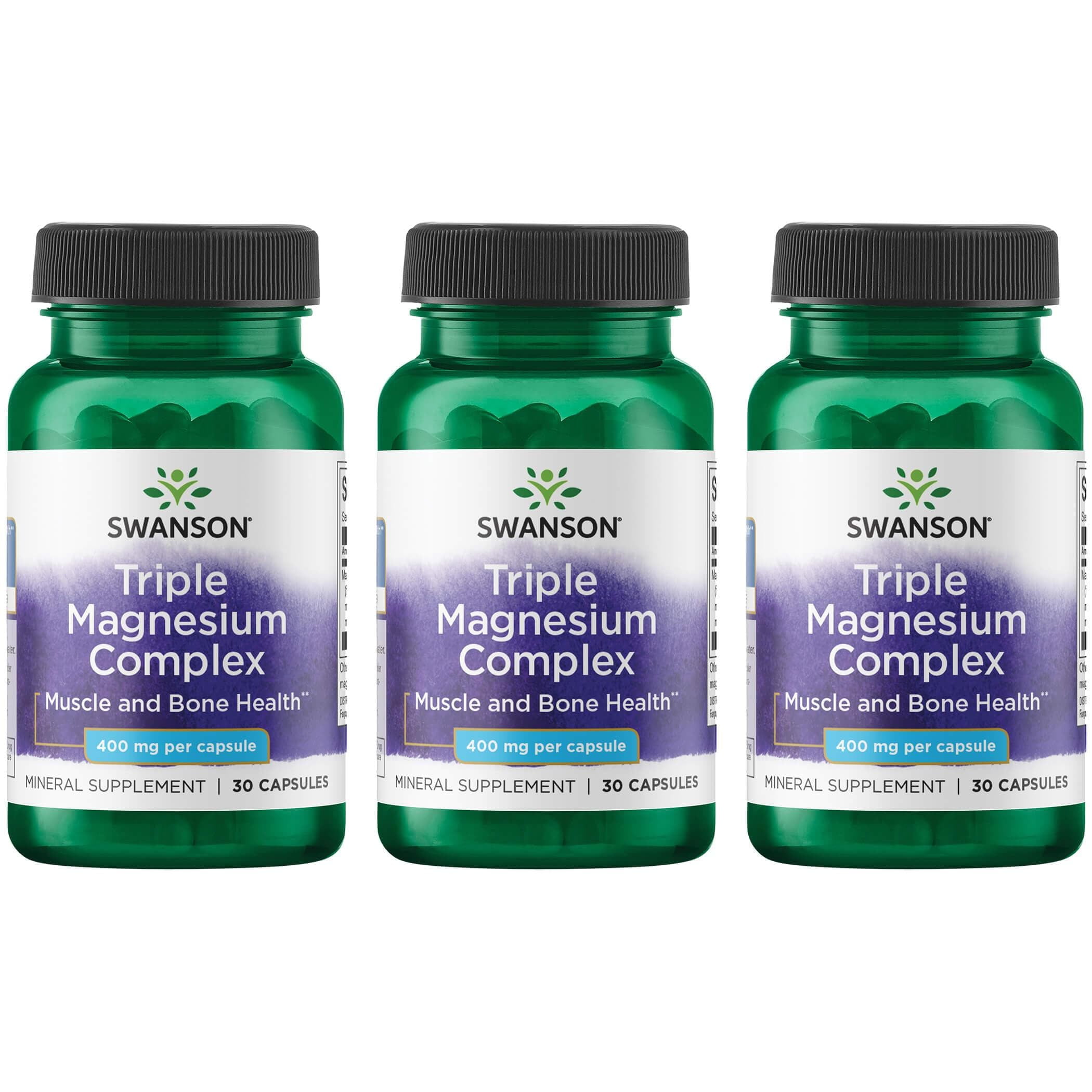 Swanson Triple Magnesium Complex 400 mg 30 Caps 3 Pack