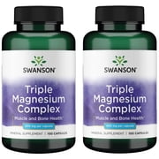 Swanson Triple Magnesium Complex - Mineral Supplement - Natural Support - Featuring Citrate, Oxide & Aspartate - 100 Capsules, 400mg Each,  2 Pack