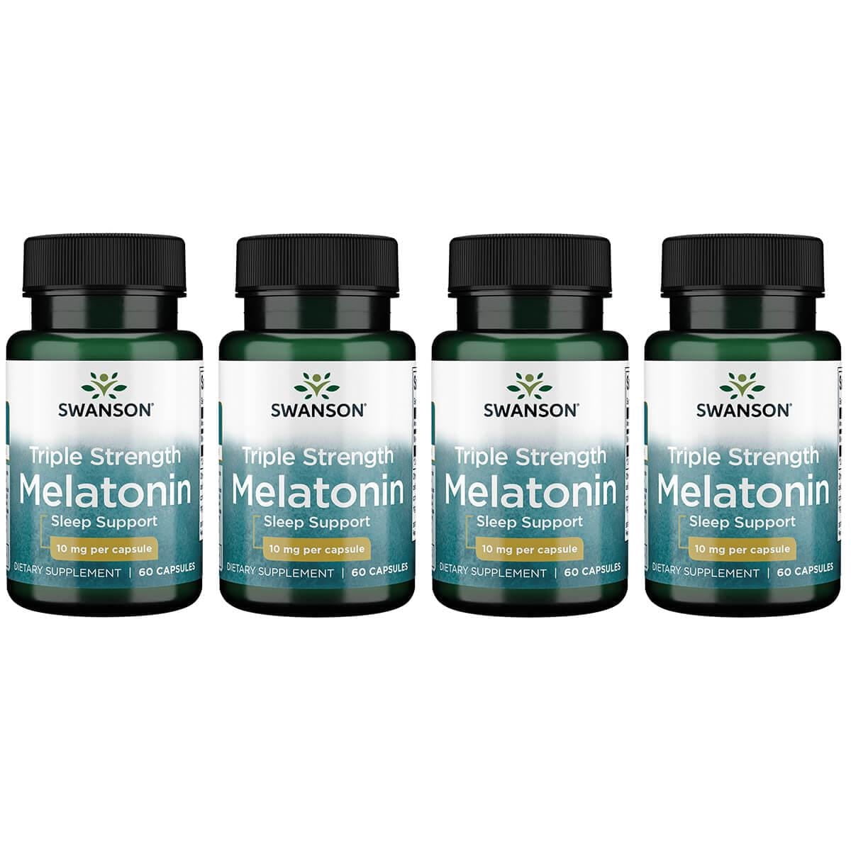 Swanson Triple Strength Melatonin - 100% Drug Free 10 mg 60 Caps 4 Pack ...