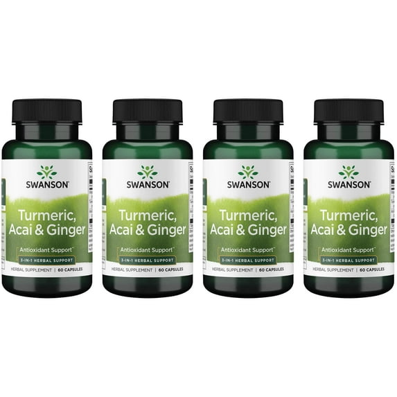 Swanson Turmeric, Acai & Ginger 60 Caps 4 Pack