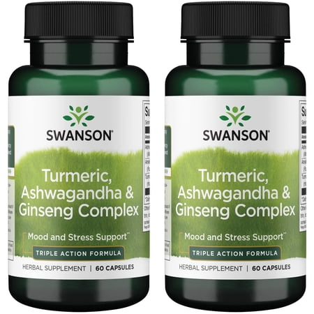Swanson Turmeric, Ashwagandha & Ginseng Complex 60 Caps 2 Pack