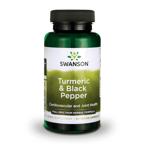 Swanson Turmeric & Black Pepper - Organic Joint Health, Heart Health, Digestion, & Liver Support Supplement - Natural Formula for Enhanced Bioavailability & Absorption - (60 Veggie Capsules)
