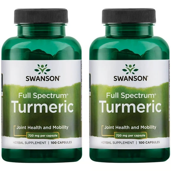 Swanson Turmeric Curcumin Antioxidant Joint Health Cardiovascular Liver Detox Mood and Memory Support Supplement Curcuma longa (rhizome) 1.44 grams (1440 mg) 100 Capsules (2 Pack)