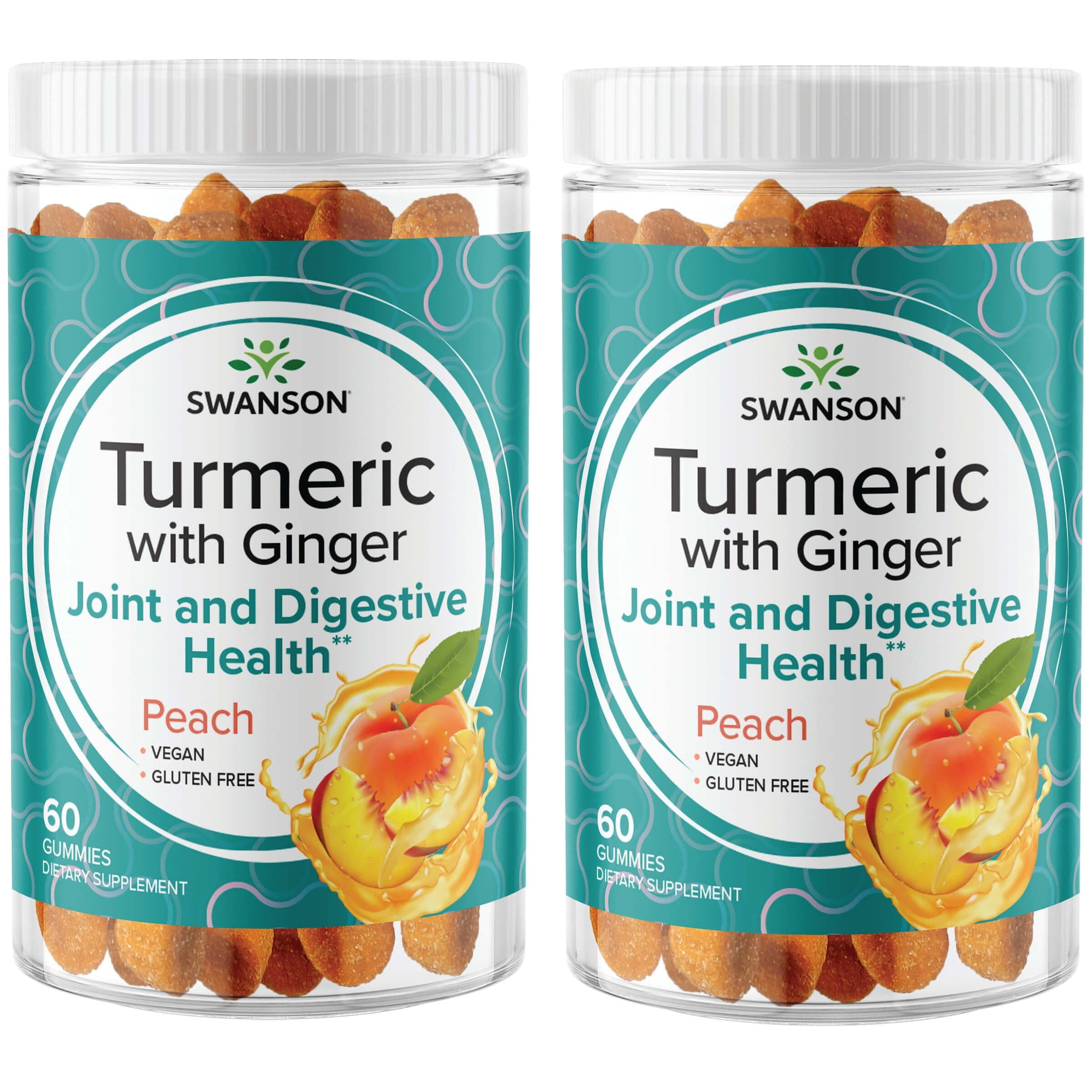 Swanson Turmeric with Ginger Gummies Mango 60 Gummies 2 Pack