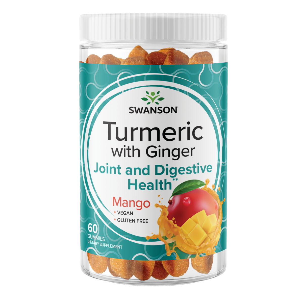 Swanson Turmeric with Ginger Gummies Mango 60 Gummies
