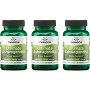 Swanson Ultimate Ashwagandha KSM-66 - Herbal Supplement Supporting Healthy Stress Levels & Relaxation - Natural Formula to Promote a Calm & Relaxed Mindset - 60 Veggie Capsules, 250mg Each 3 Pack