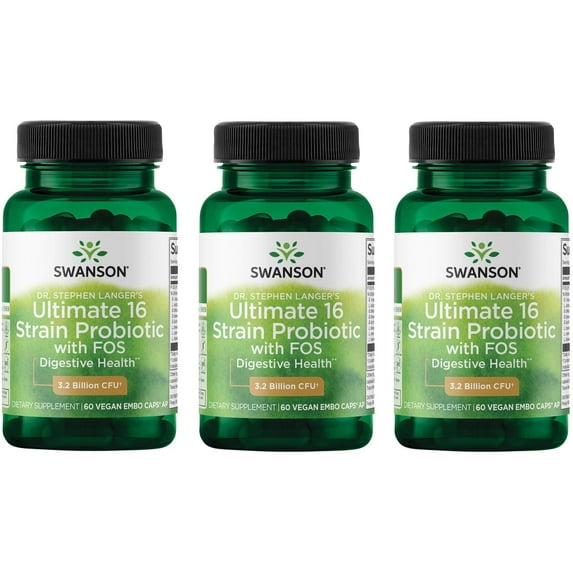 Swanson Ultra Dr. Stephen Langer's Ultimate 16 Strain Probiotic with FOS, Supports Digestive & Colon Health, 3-pack