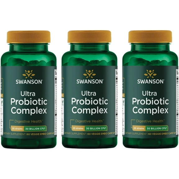 Swanson Ultra Probiotic Complex 30 Billion Cfu 60 Veg Capsules (3 Pack)