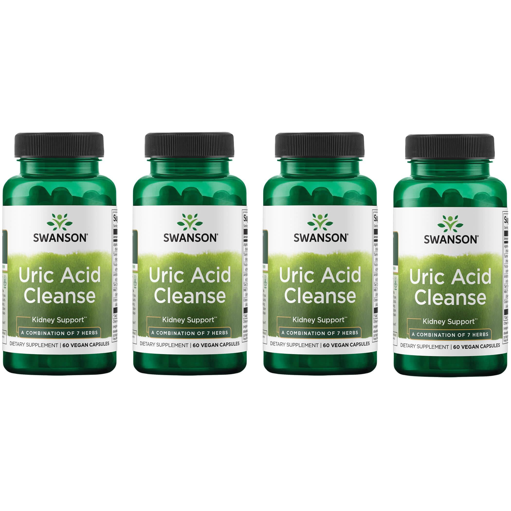 Swanson Ultra Uric Acid Cleanse, Natural Supplement Supports Kidney Function & Helps Reduce Uric Acid, 60 Capsules (4-Pack)
