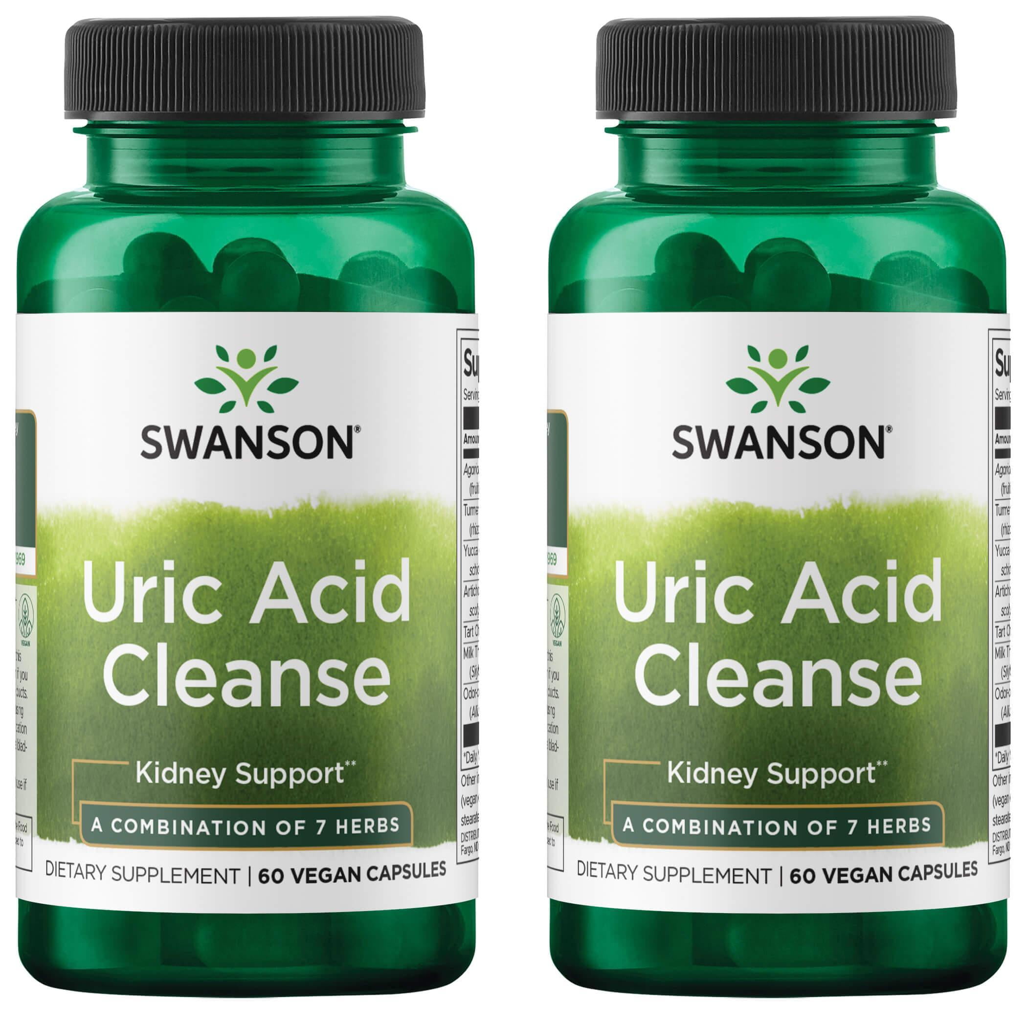 Swanson Uric Acid Cleanse - Natural Supplement Promoting Kidney Support - Features a Powerful Combination of 7 Herbs - (60 Veggie Capsules) 2 Pack