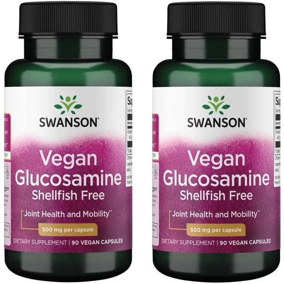 Swanson Vegan Glucosamine Shellfish Free 500 mg 90 Vegan Caps 2 Pack