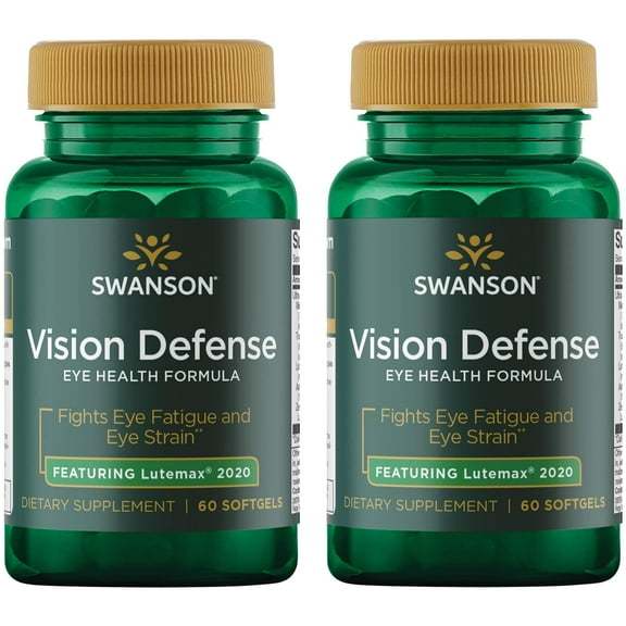 Swanson Vision Defense Antioxidant Vision Health Supplement Lutein Zeaxanthin Astaxanthin Broccoli Extract Bilberry Extract 60 Softgels Sgels (2 Pack)