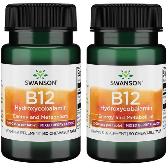 Swanson Vitamin B12 Hydroxycobalamin - Mixed Berry Flavor 2 Pack