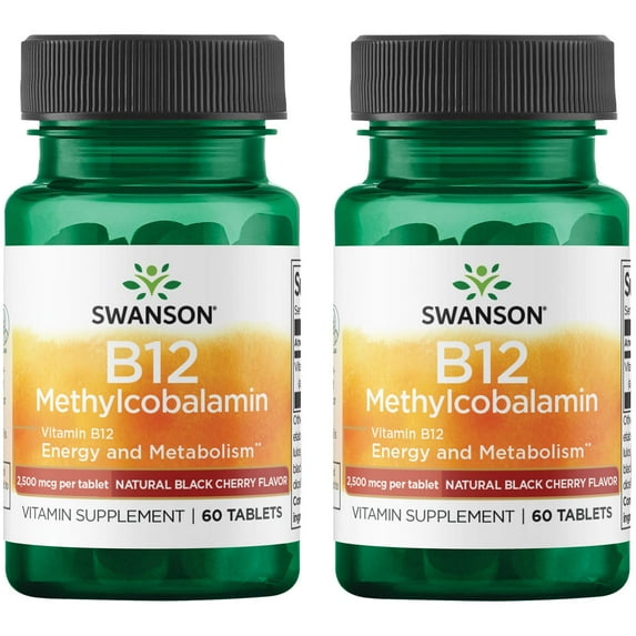 Swanson Vitamin B12 Methylcobalamin - Natural Black Cherry Flavored 2 Pack