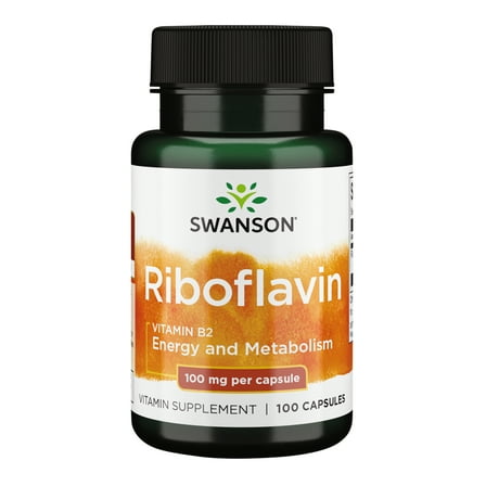 Swanson Vitamin B2 Riboflavin Supplement, Supports Thyroid Function, Energy Metabolism & Healthy Vision, 100 Capsules
