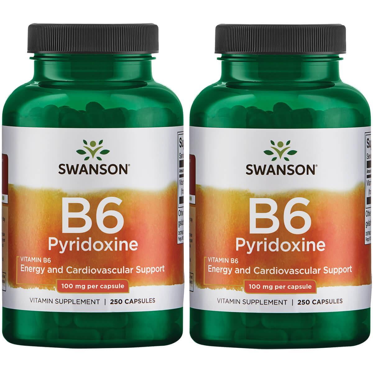 Swanson Non-GMO Vitamin B6 Pyridoxine 100 mg Capsules for Cardio Health ...