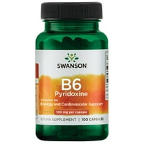 Swanson Vitamin B6 Pyridoxine Supplement, Supports Energy Production, Heart Health & Nervous System, 100 Capsules