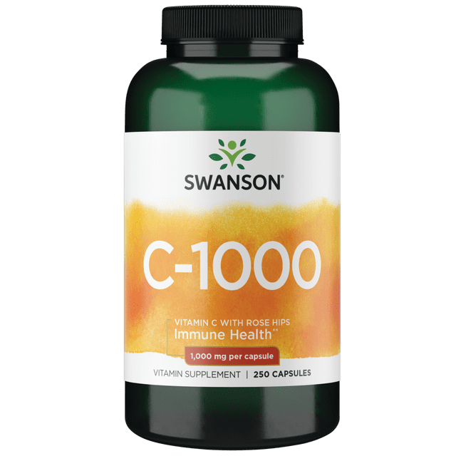 Swanson Vitamin C with Rose Hips Capsules, 1,000 mg, 250 Count
