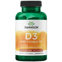 Swanson Vitamin D-3 with Coconut Oil 60 Sgels