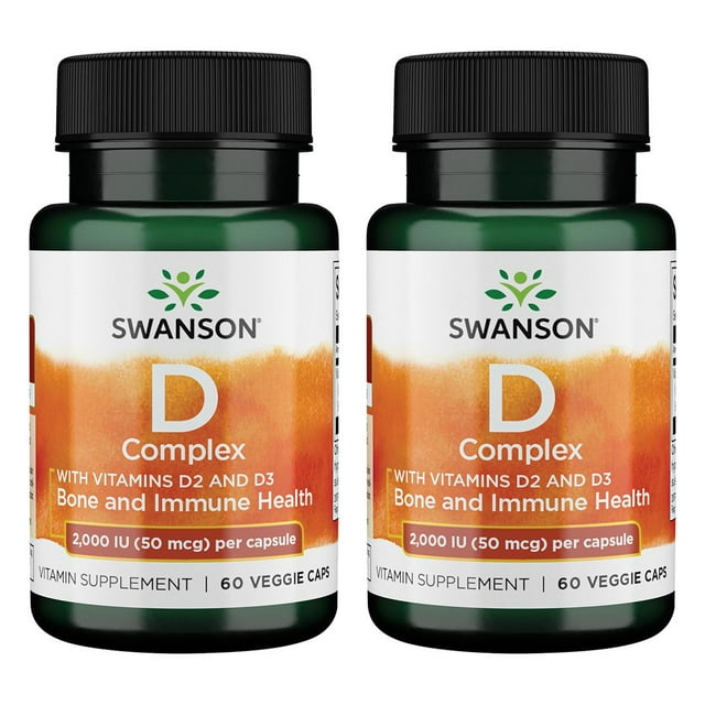 Swanson Vitamin D2 and D3 Complex 2,000 Iu (50 mcg) 60 Veg Caps 2 Pack