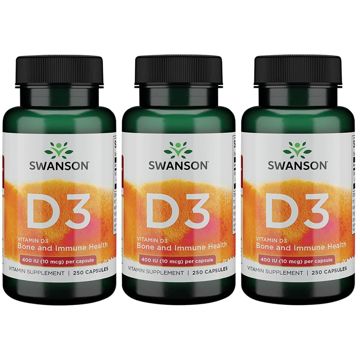 Swanson Vitamin D3 400 Iu (10 mcg) 250 Caps 3 Pack